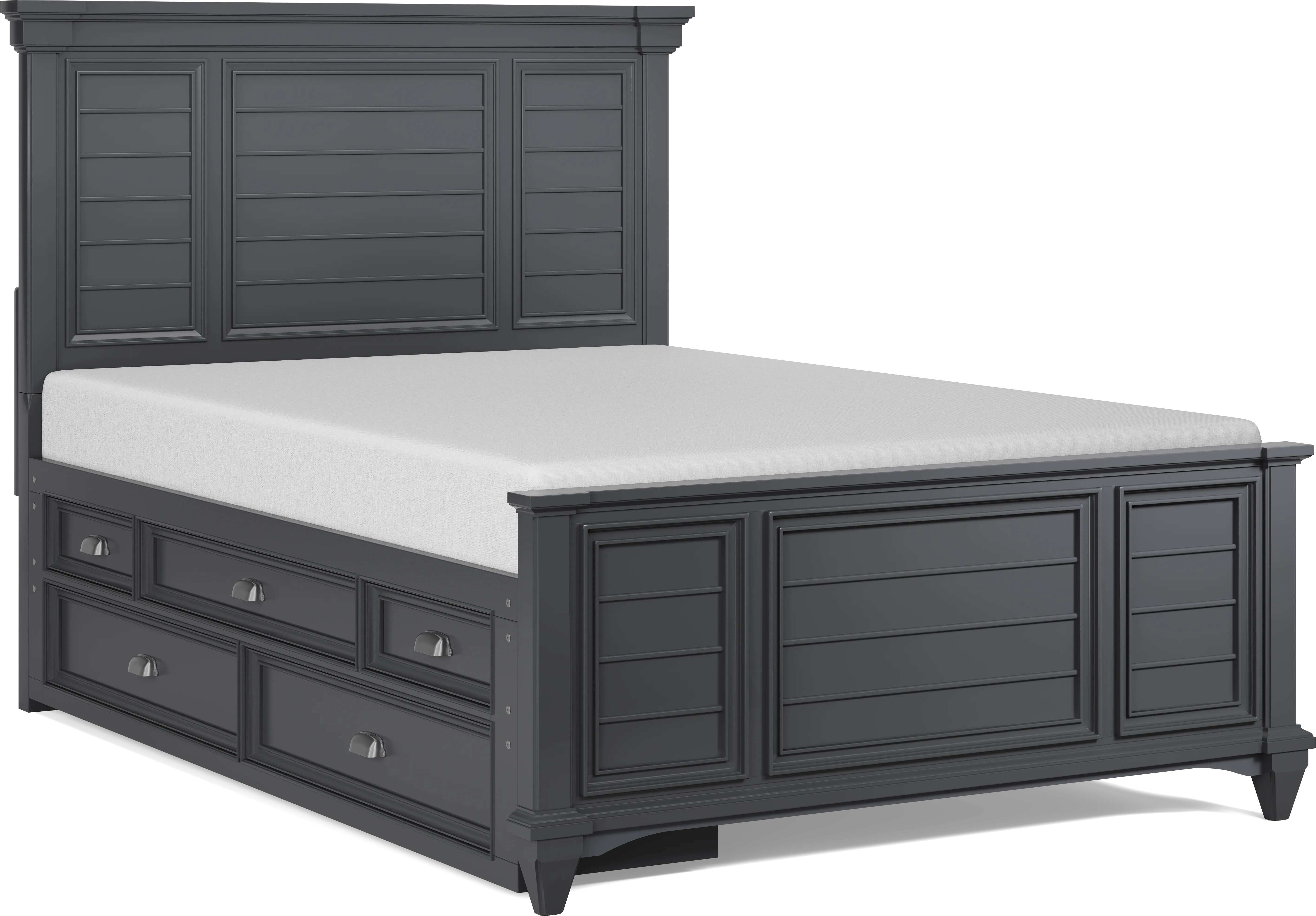 Kids Hilton Head Graphite Full Panel Bed with Storage Side Rail - Thumbnail - Image 1