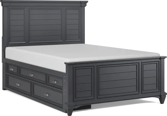 Kids Hilton Head Graphite Full Panel Bed with Storage Side Rail