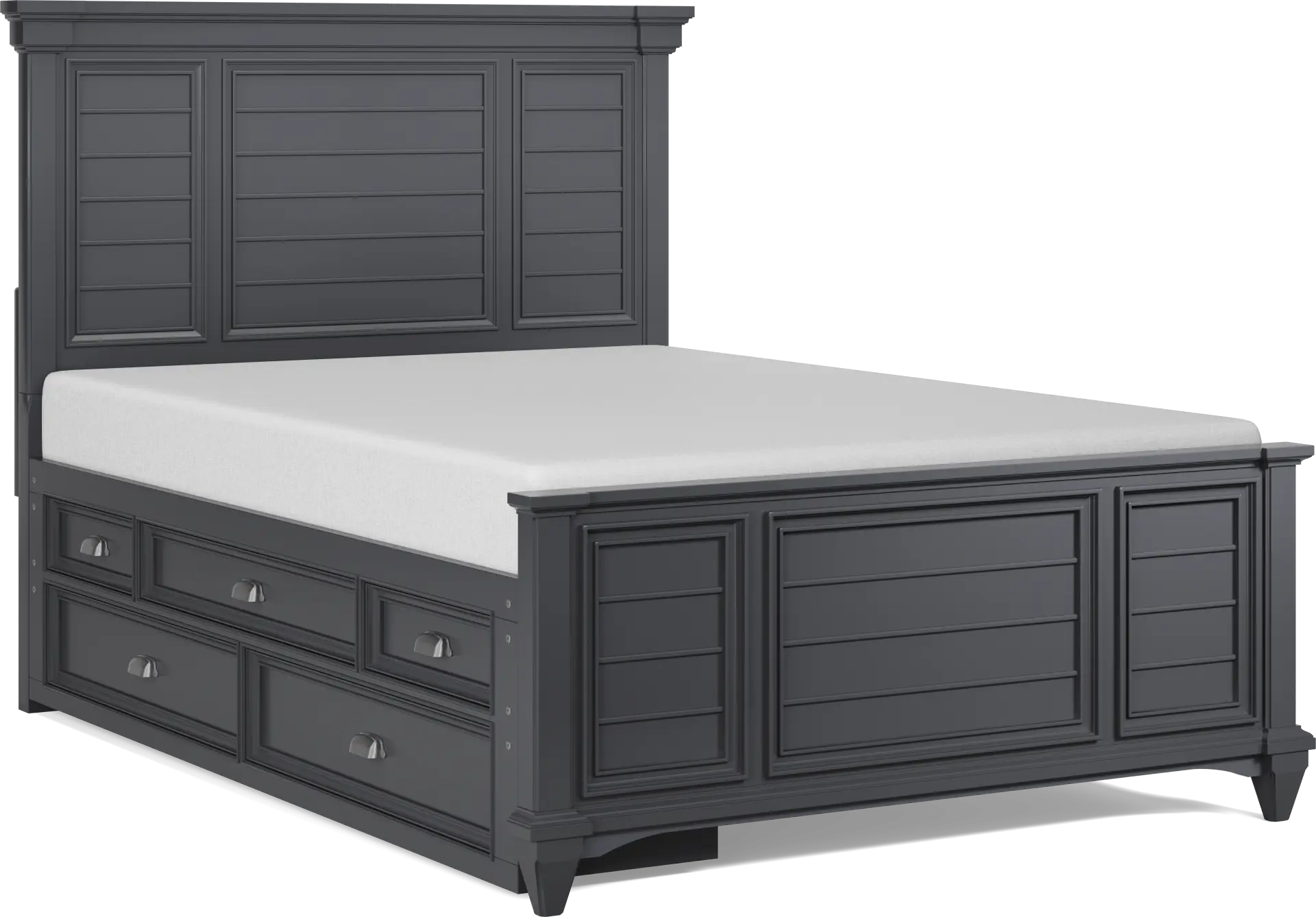 Hilton Head Kids Graphite Full Panel Bed with Storage Side Rail