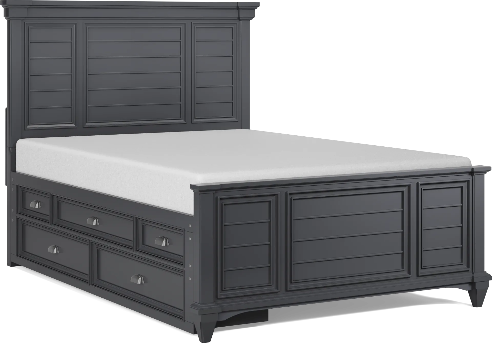 Kids Hilton Head Graphite Full Panel Bed with Storage Side Rail - Image 1