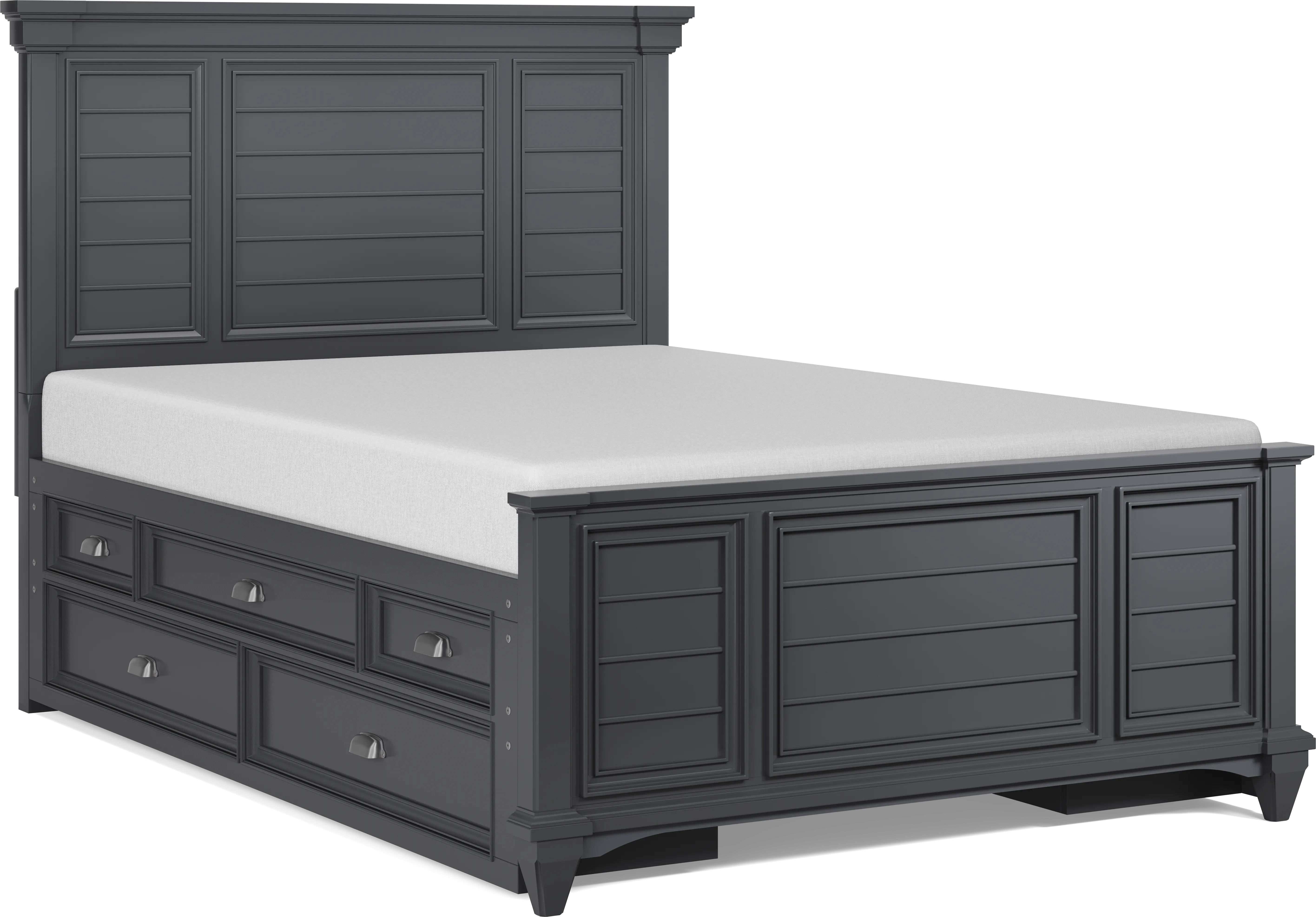 Hilton Head Kids Graphite Full Panel Bed with Storage Side Rails - Thumbnail - Image 1