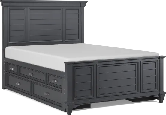 Kids Hilton Head Graphite Full Panel Bed with Storage Side Rails
