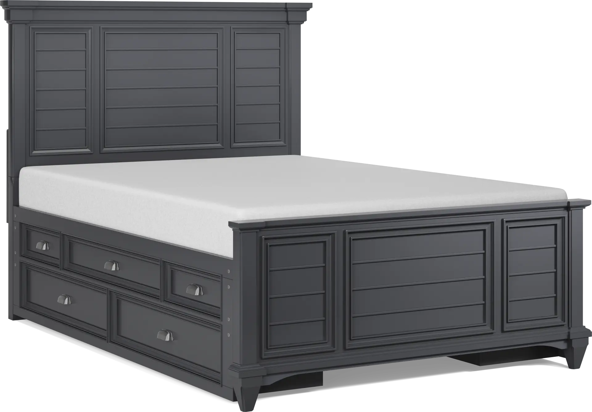Hilton Head Kids Graphite Full Panel Bed with Storage Side Rails