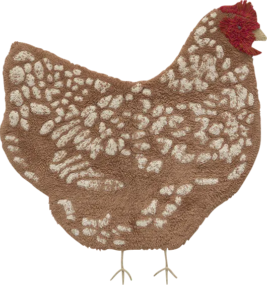 Kids Brown 3'3 x 3'7 Chicken Rug - Image 1