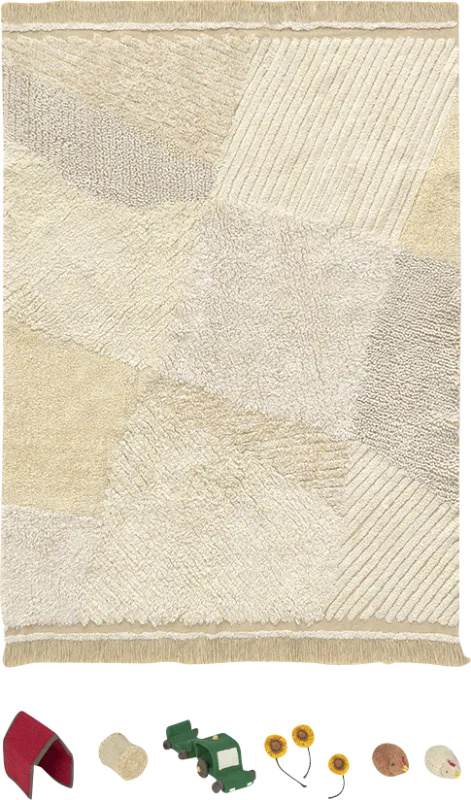 Kids Natural 4' x 5'7 Farm Fields Rug