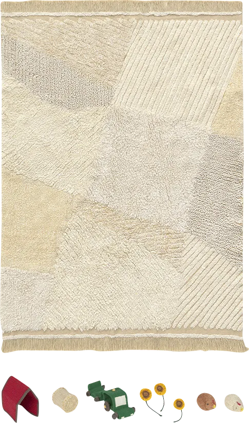 Kids Natural 4' x 5'7 Farm Fields Rug - Image 1