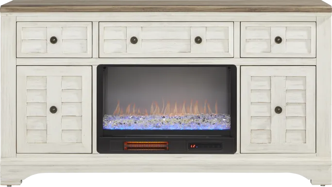 Edisto Bay White 64 in. Console with Electric Fireplace