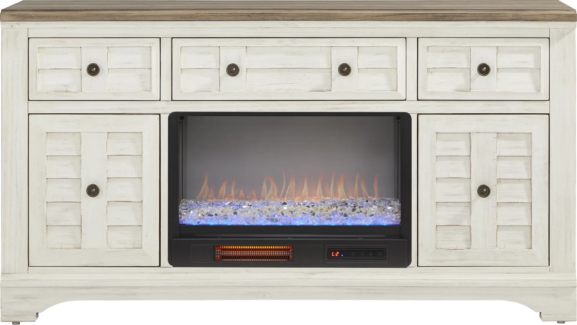 Edisto Bay White 64 in. Console with Electric Fireplace - Image 1