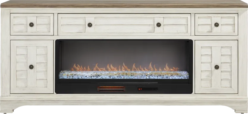 Edisto Bay White 78 in. Console with Electric Fireplace