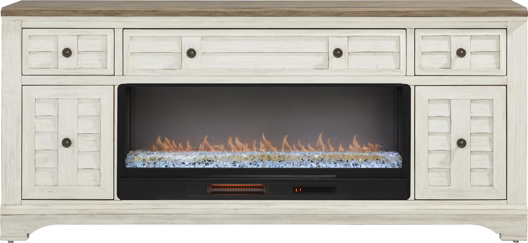 Edisto Bay White 78 in. Console with Electric Fireplace