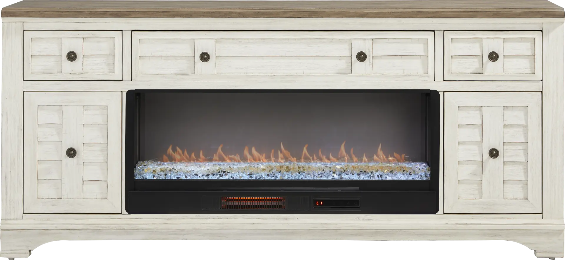 Edisto Bay White 78 in. Console with Electric Fireplace