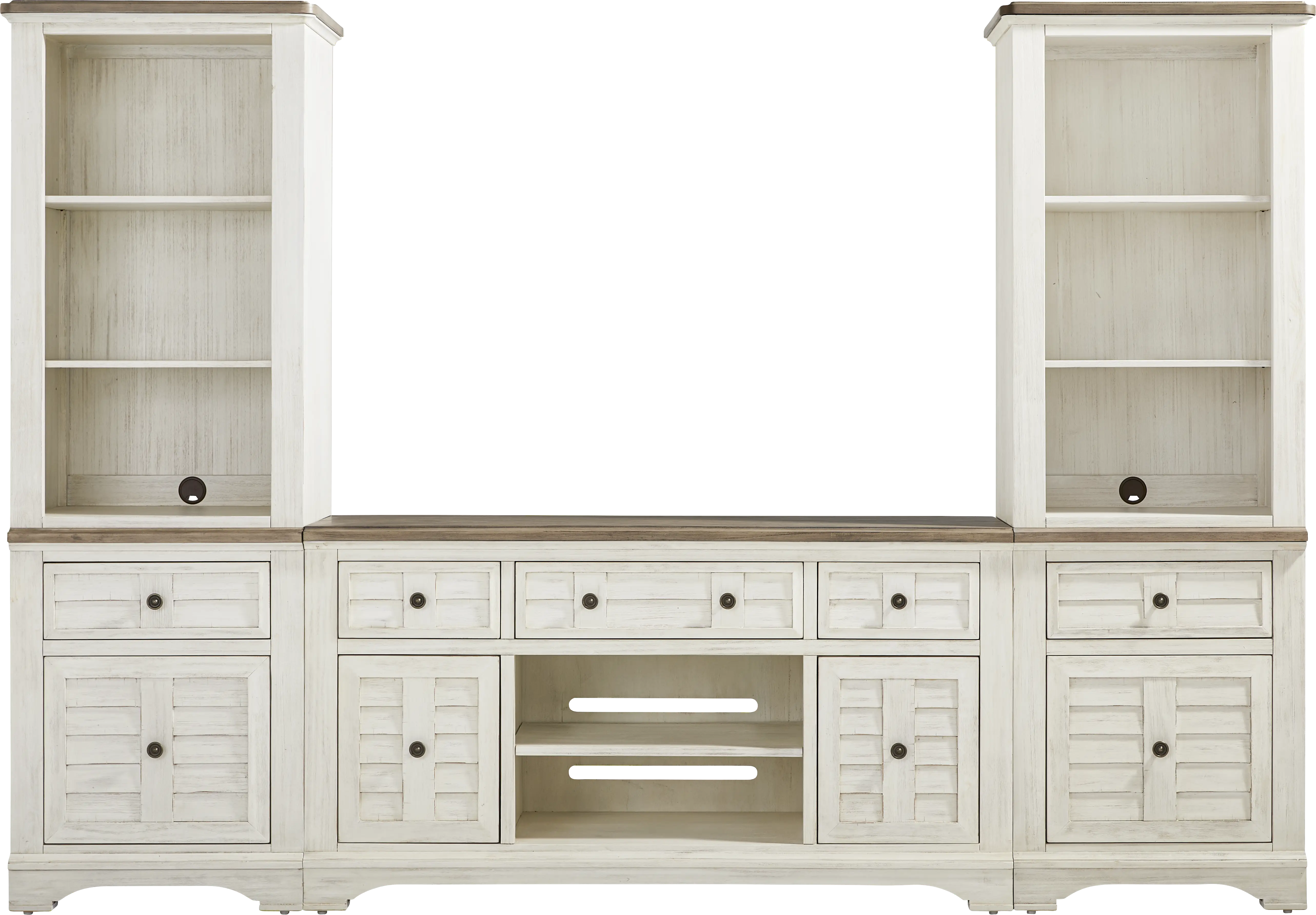 Edisto Bay White 3 Pc Wall Unit with 64 in. Console - Thumbnail - Image 1