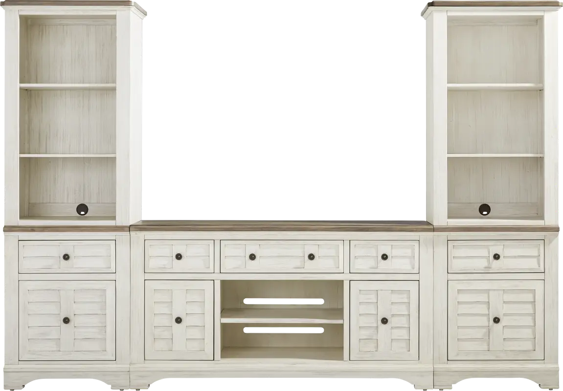 Edisto Bay White 3 Pc Wall Unit with 64 in. Console