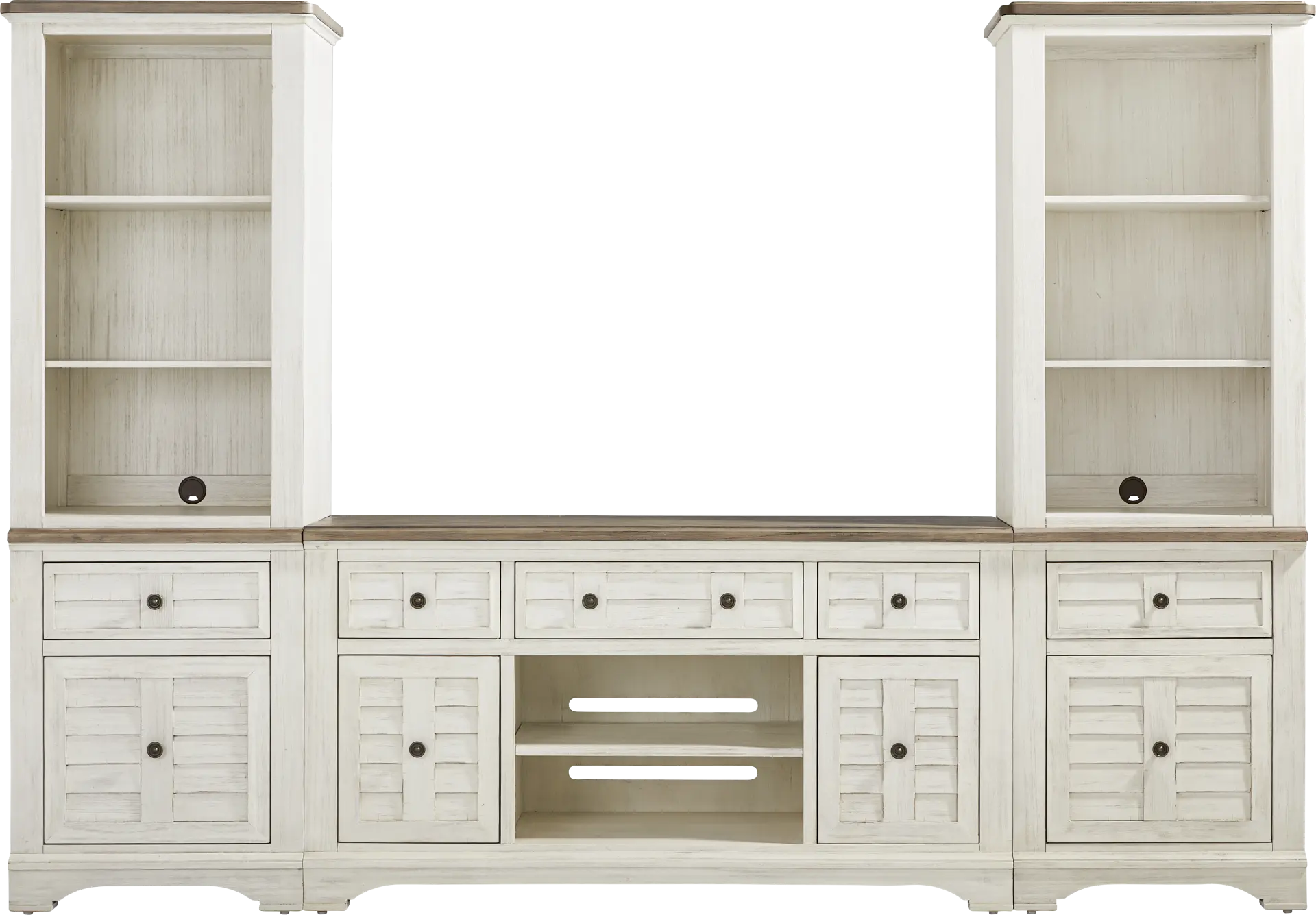Edisto Bay White 3 Pc Wall Unit with 64 in. Console
