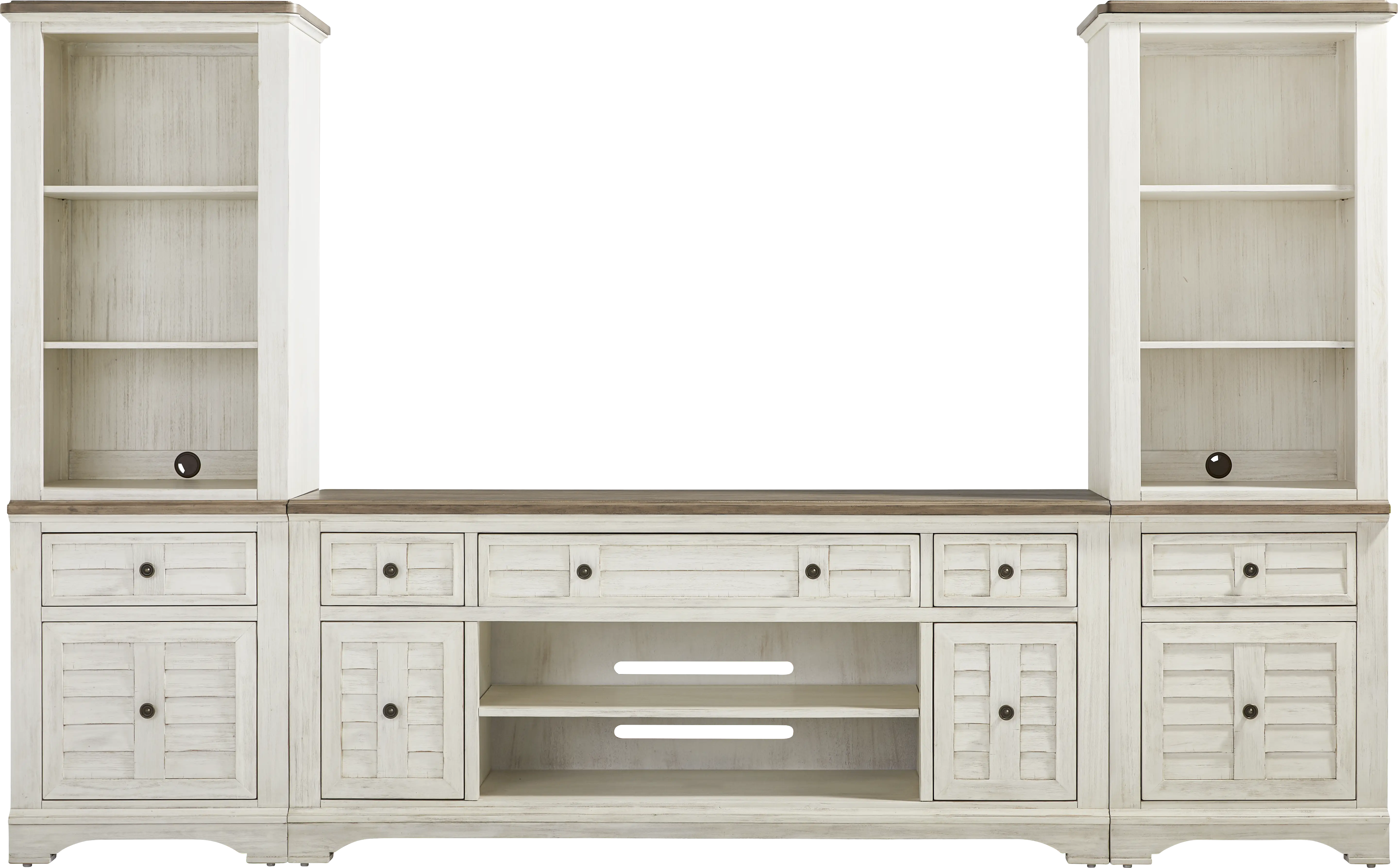Edisto Bay White 3 Pc Wall Unit with 78 in. Console - Thumbnail - Image 1