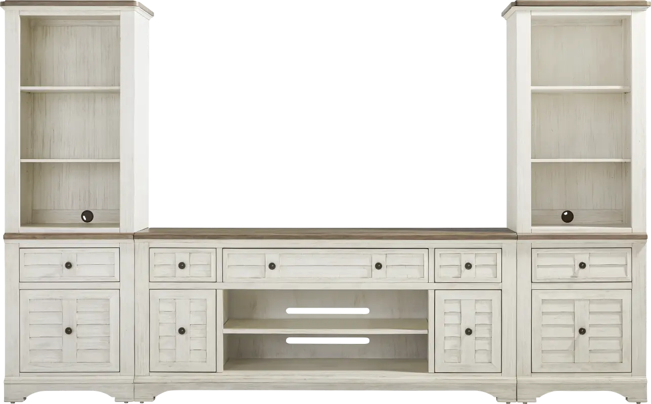 Edisto Bay White 3 Pc Wall Unit with 78 in. Console