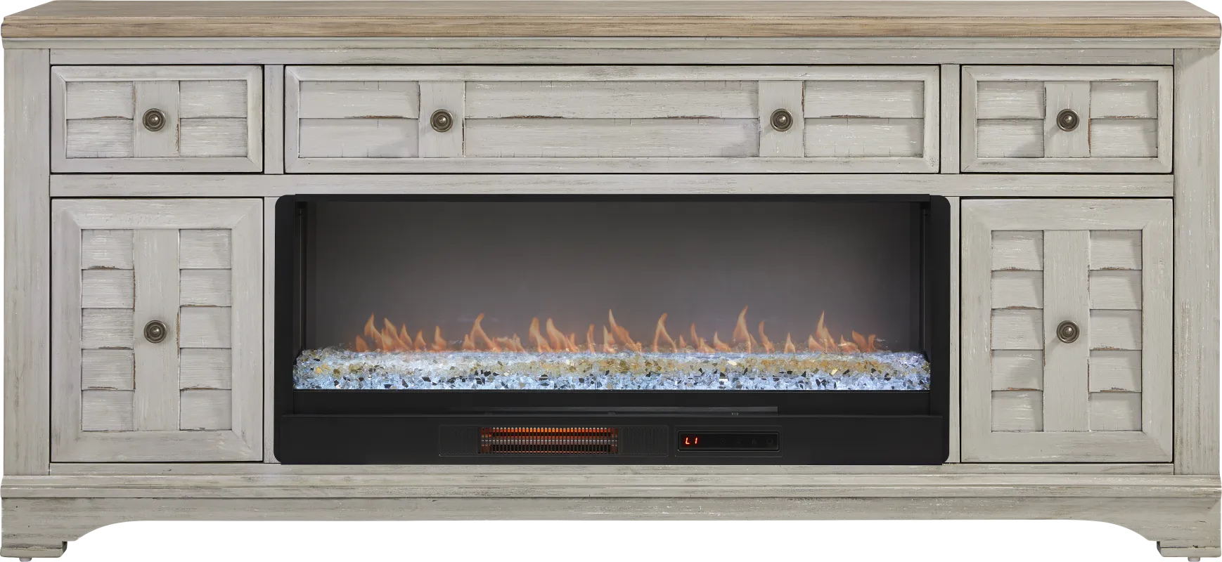 Edisto Bay Gray 78 in. Console with Electric Fireplace