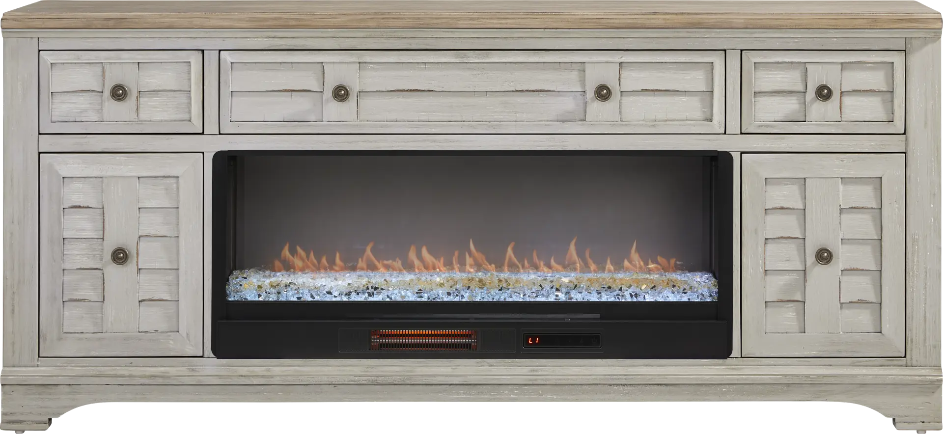 Edisto Bay Gray 78 in. Console with Electric Fireplace