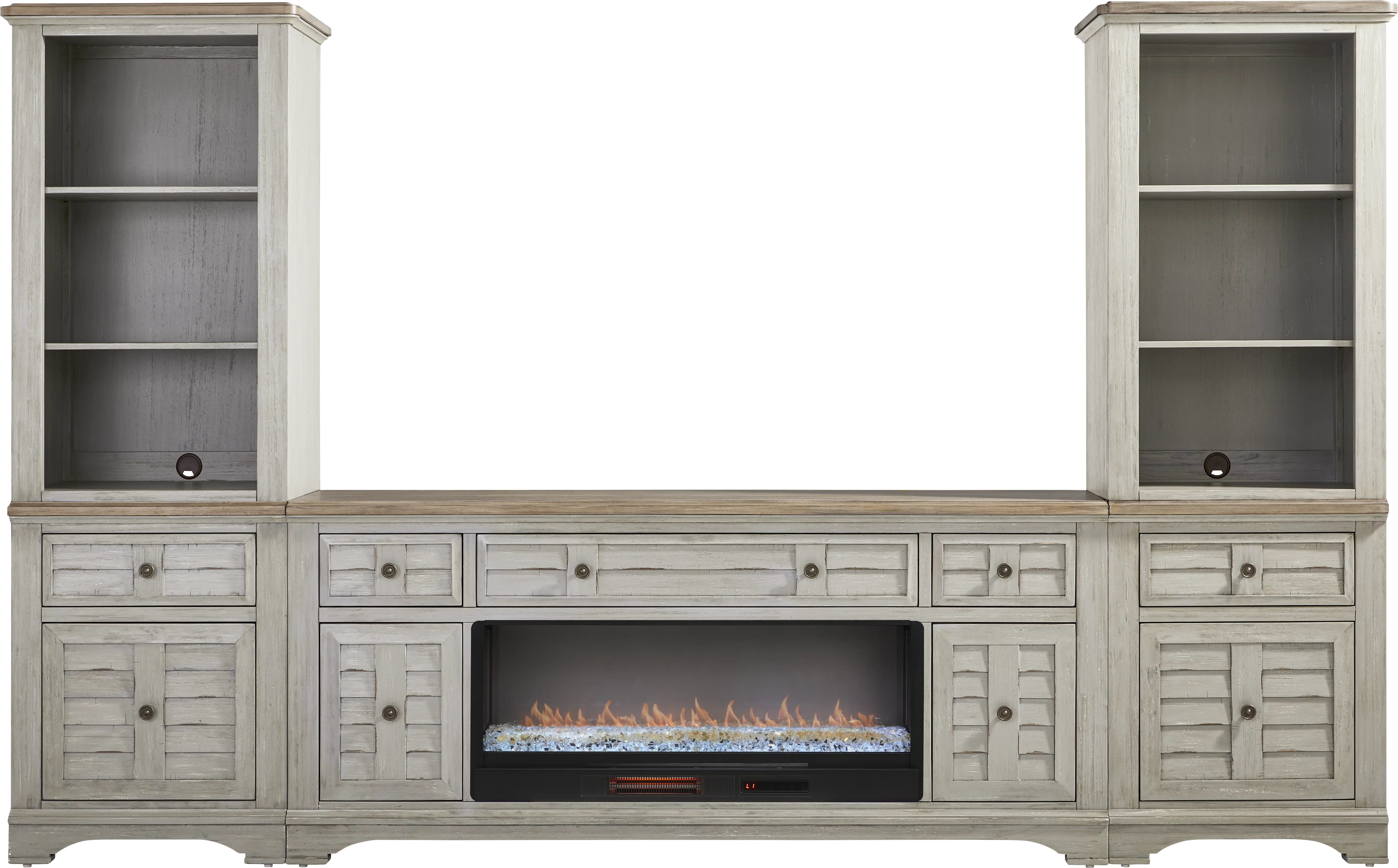 Edisto Bay Gray 3 Pc Wall Unit with 78 in. Console and Electric Fireplace - Thumbnail - Image 1