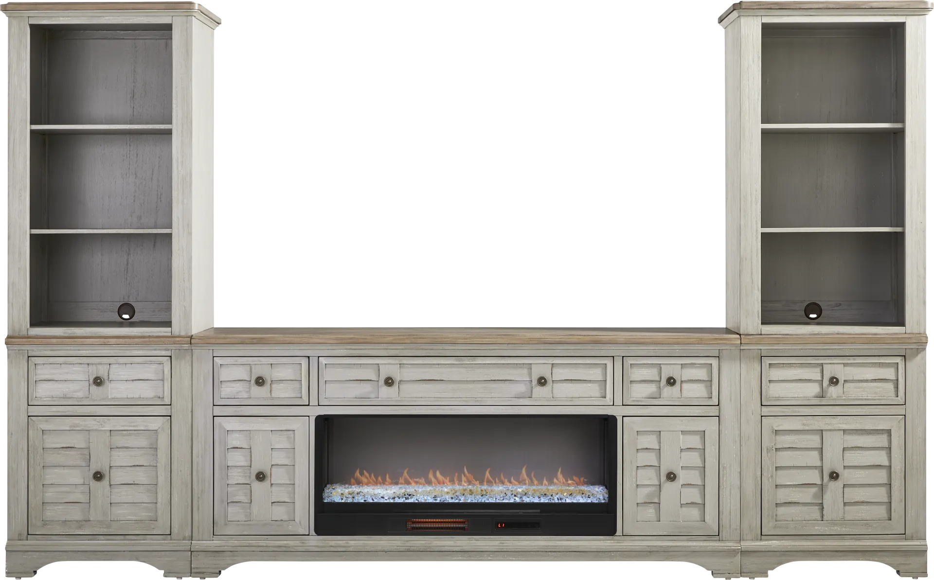 Edisto Bay Gray 3 Pc Wall Unit with 78 in. Console and Electric Fireplace - Image 1