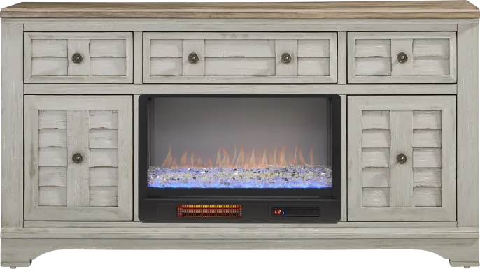 Edisto Bay Gray 64 in. Console with Electric Fireplace