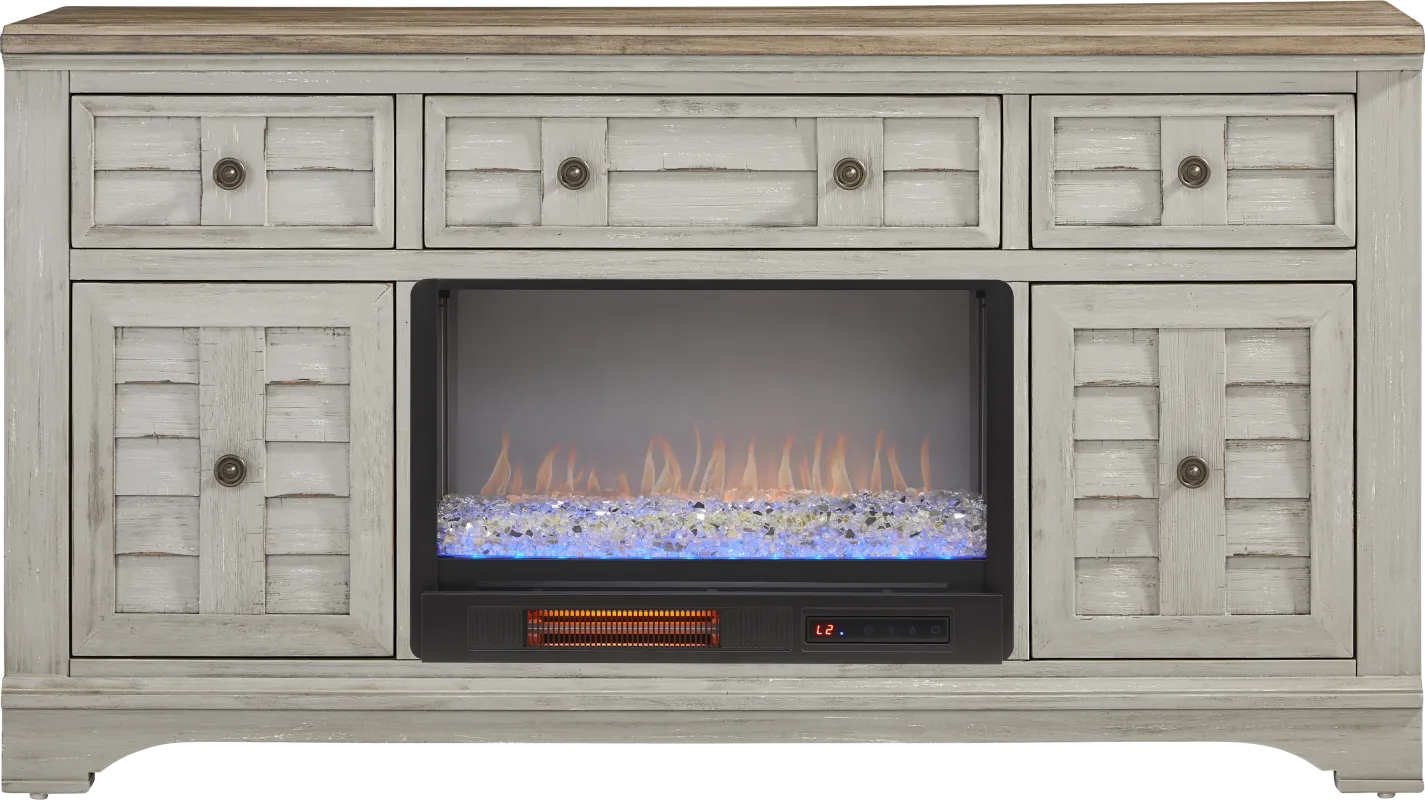 Edisto Bay Gray 64 in. Console with Electric Fireplace