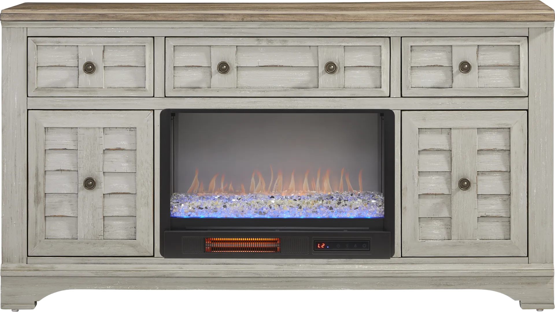 Edisto Bay Gray 64 in. Console with Electric Fireplace - Image 1