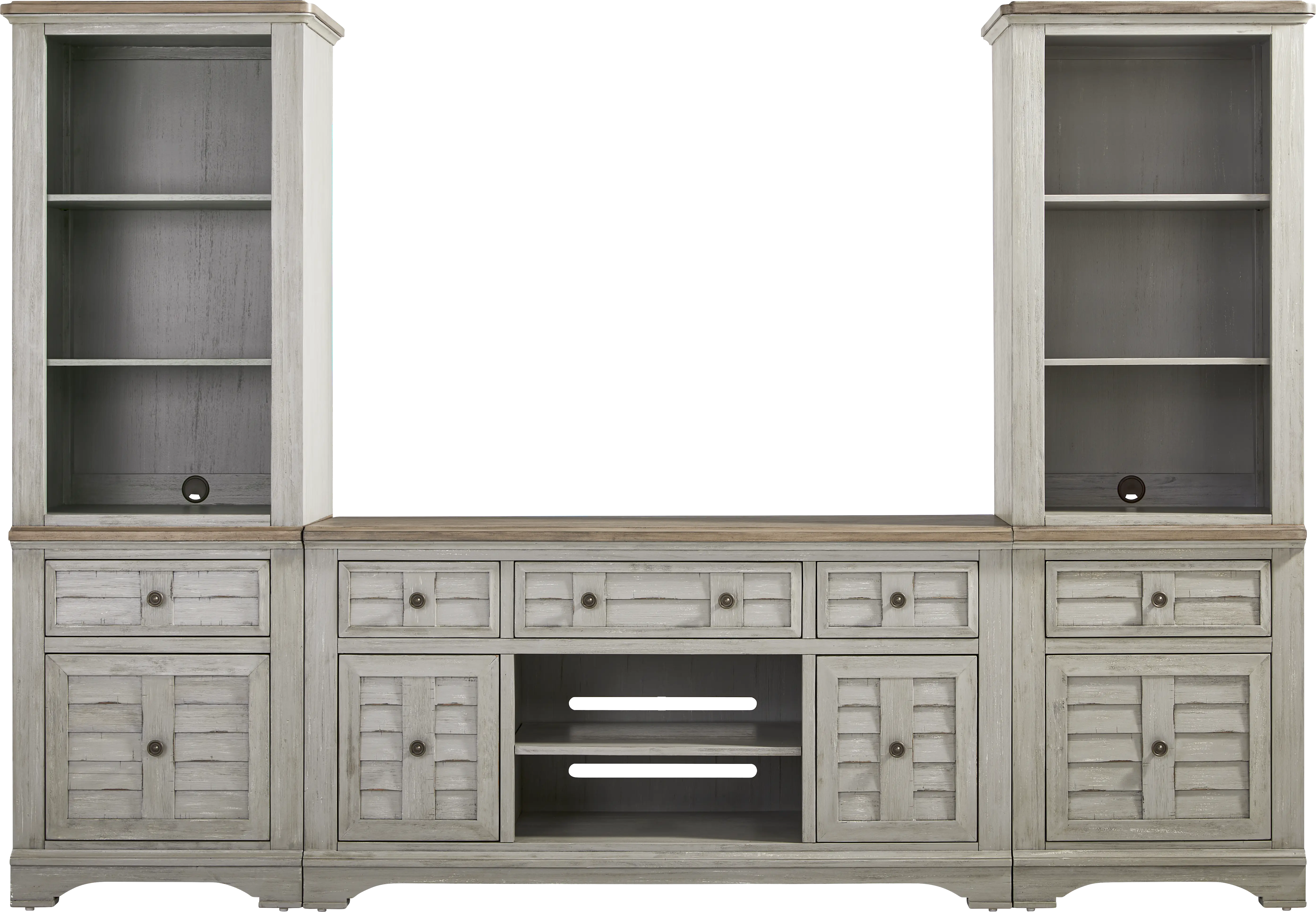 Edisto Bay Gray 3 Pc Wall Unit with 64 in. Console - Thumbnail - Image 1