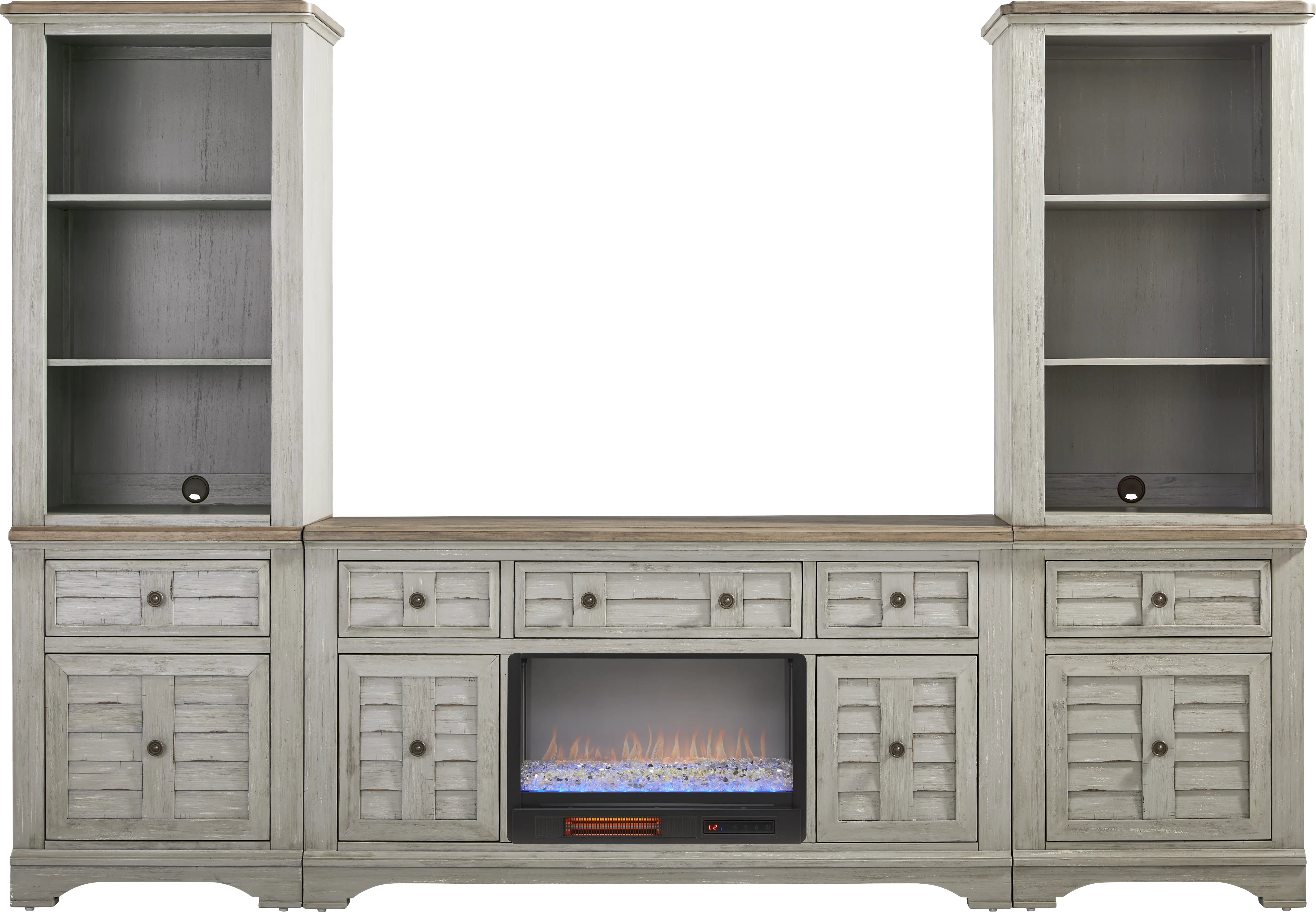 Edisto Bay Gray 3 Pc Wall Unit with 64 in. Console and Electric Fireplace - Thumbnail - Image 1