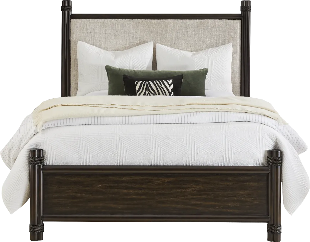 Vineyard Estates Brown 3 Pc Queen Upholstered Bed