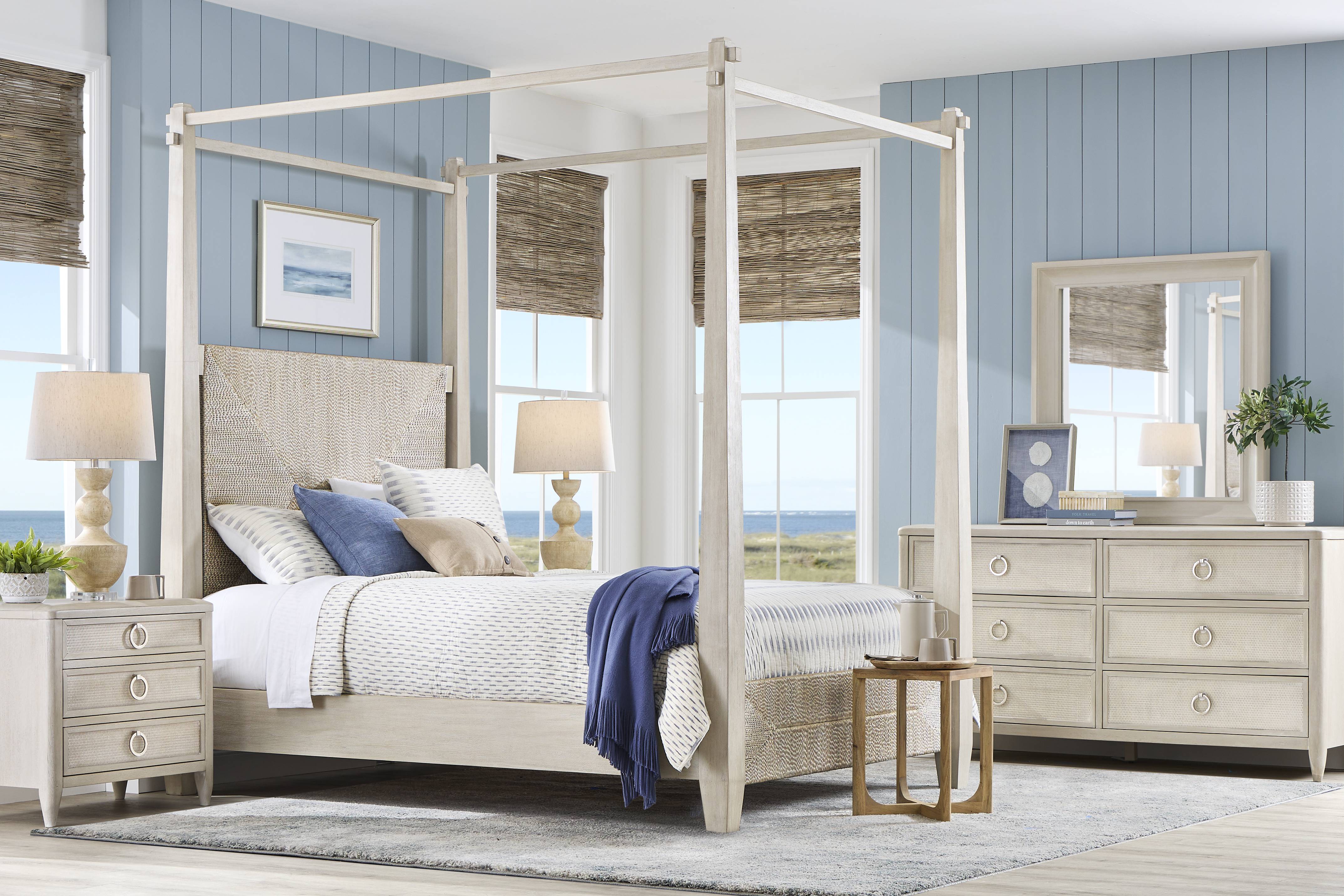 Maldive White 3 Pc Queen Poster Bed - Thumbnail - Image 2