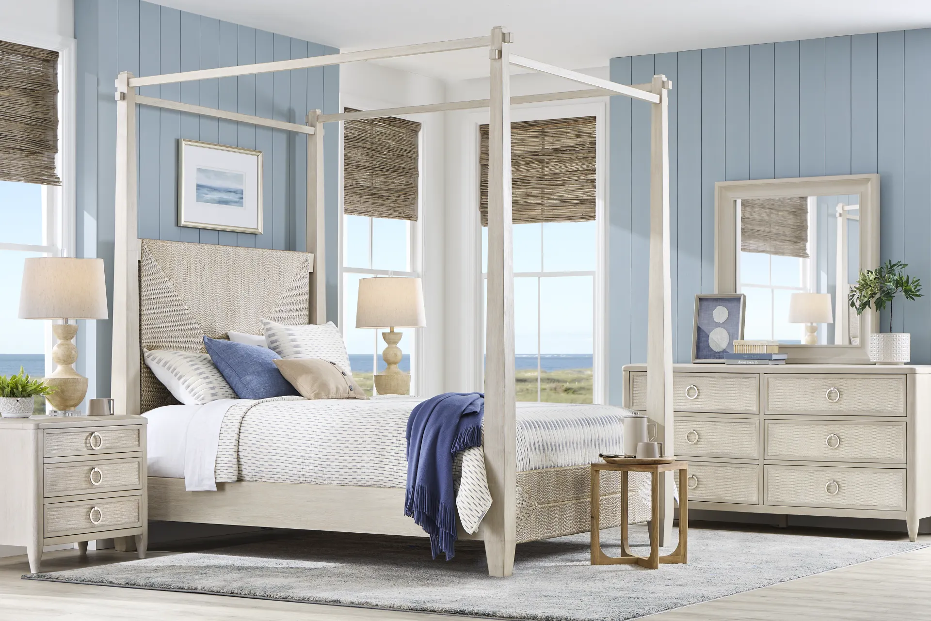 Maldive White 3 Pc King Poster Bed - Image 2