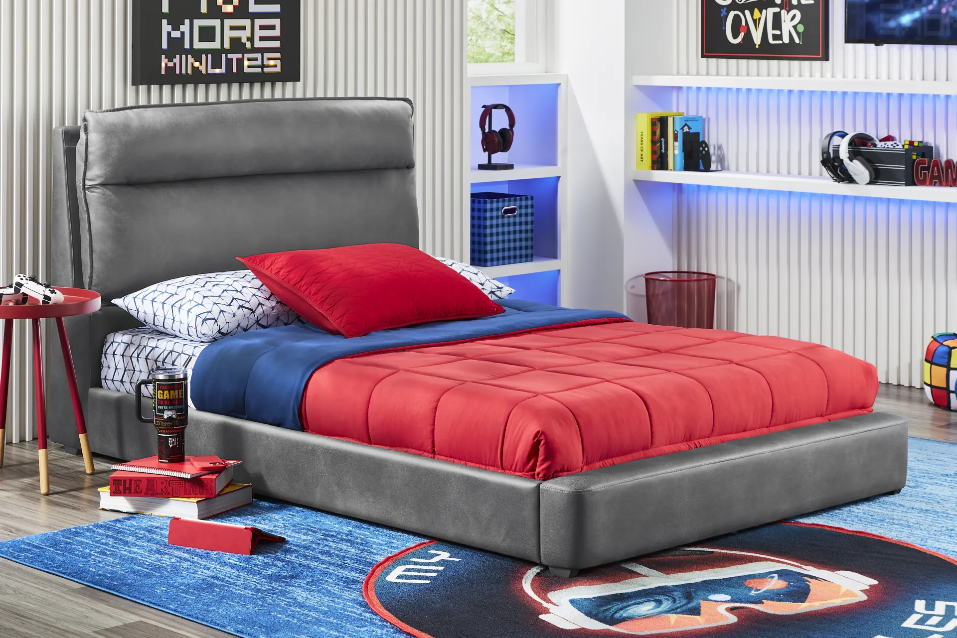 Kids Cloud9 Charcoal Full Upholstered Bed - Image 1