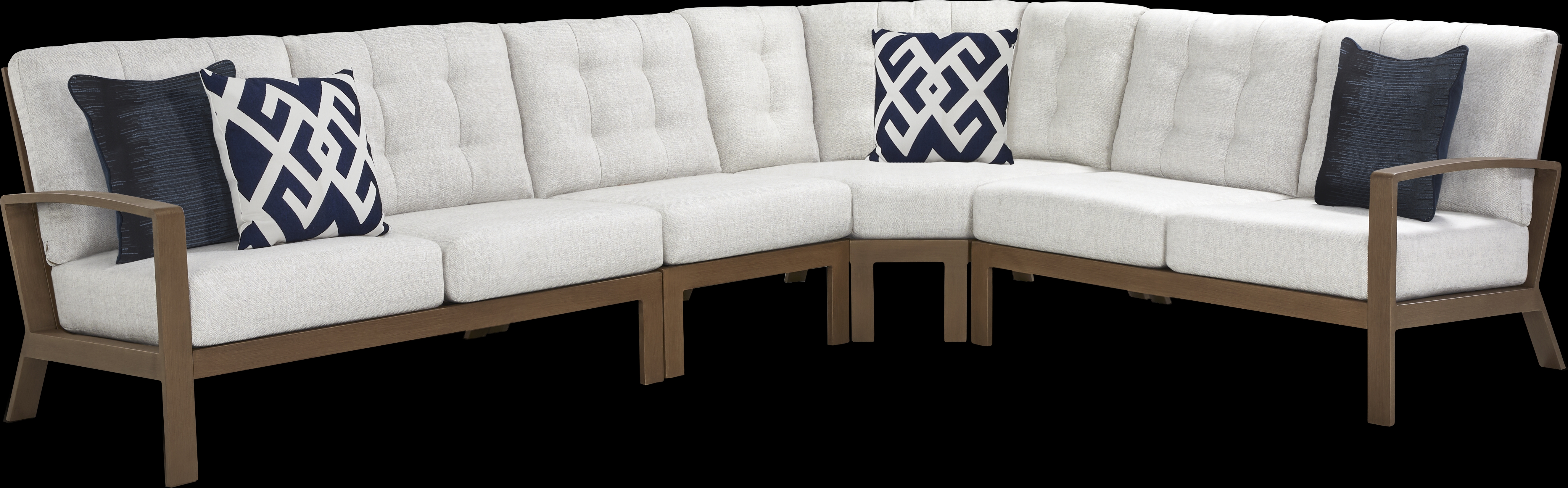 Torio Brown 4 Pc Outdoor Sectional with Silk-Colored Cushions - Thumbnail - Image 1