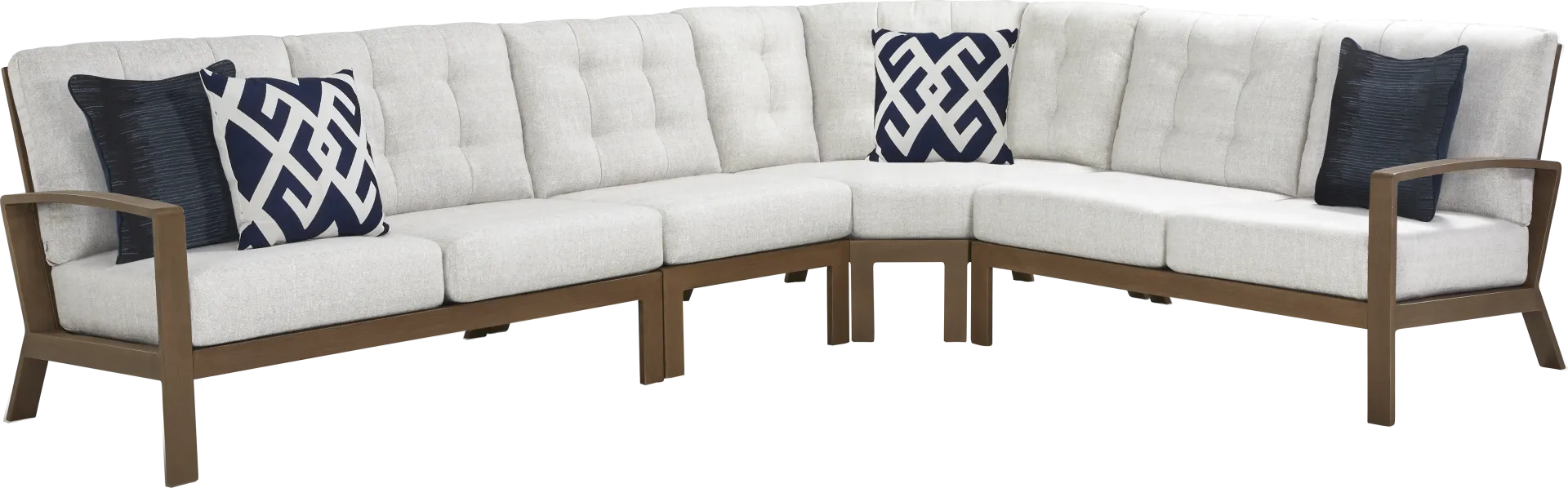 Torio Brown 4 Pc Outdoor Sectional with Silk-Colored Cushions - Image 2