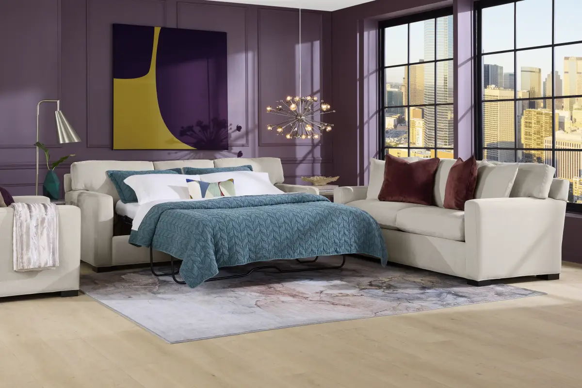 Harmonie Dove 7 Pc Living Room with Gel Foam Sleeper Sofa