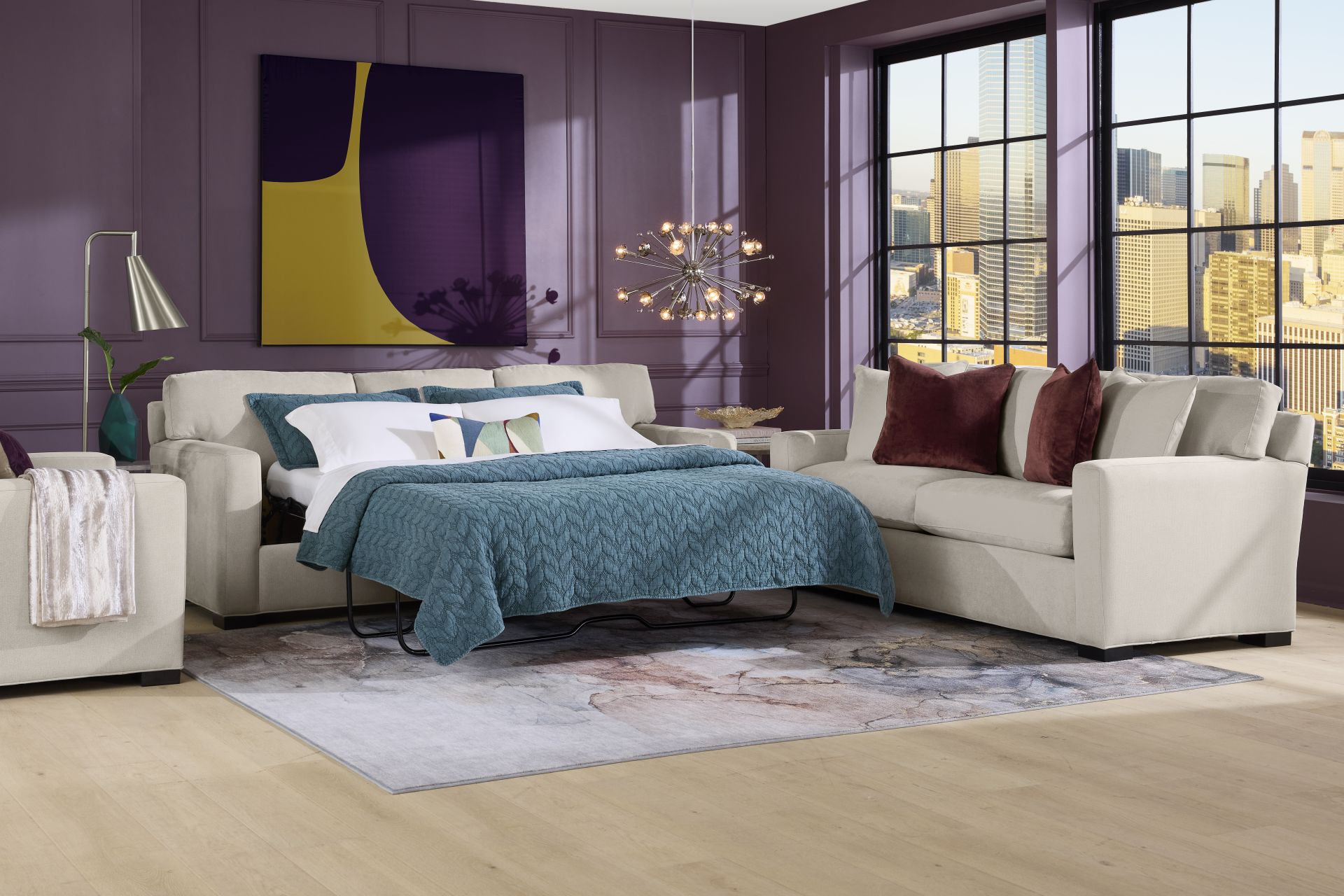 Harmonie Dove 7 Pc Living Room with Sleeper Sofa - Image 1