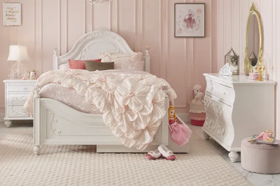 Disney Princess Sparkle White Full Panel Bedroom