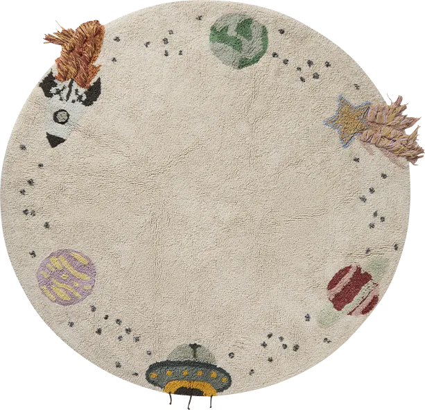 Kids Natural 4'7 Interstellar Round Rug