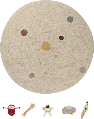 Kids Beige Solar System 5' Round Rug