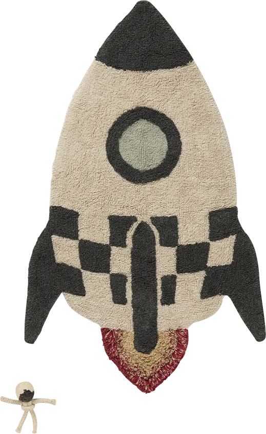 Kids Natural 2'9 x 4'5 Rocket Rug - Thumbnail - Image 1