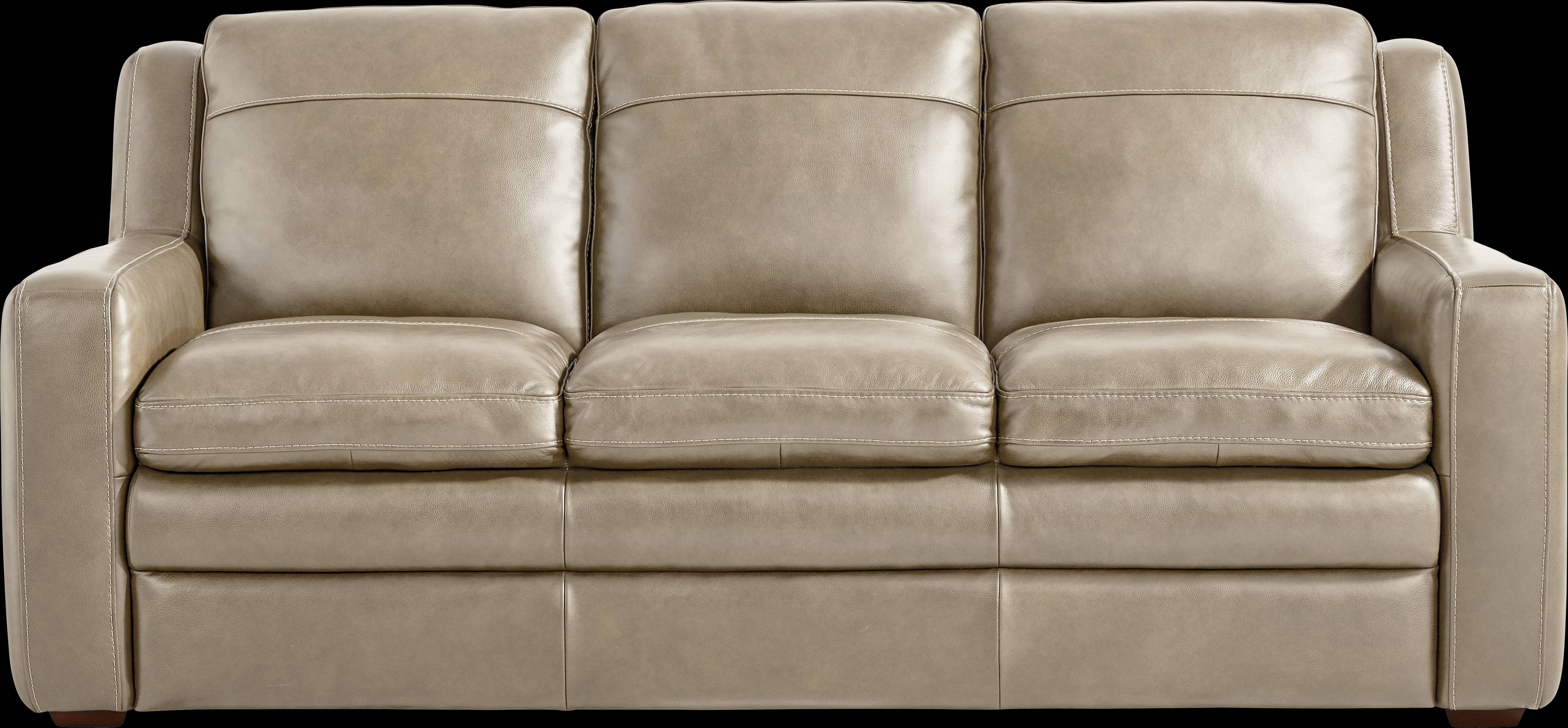 Salinger Beige Leather Sleeper Sofa - Thumbnail - Image 1