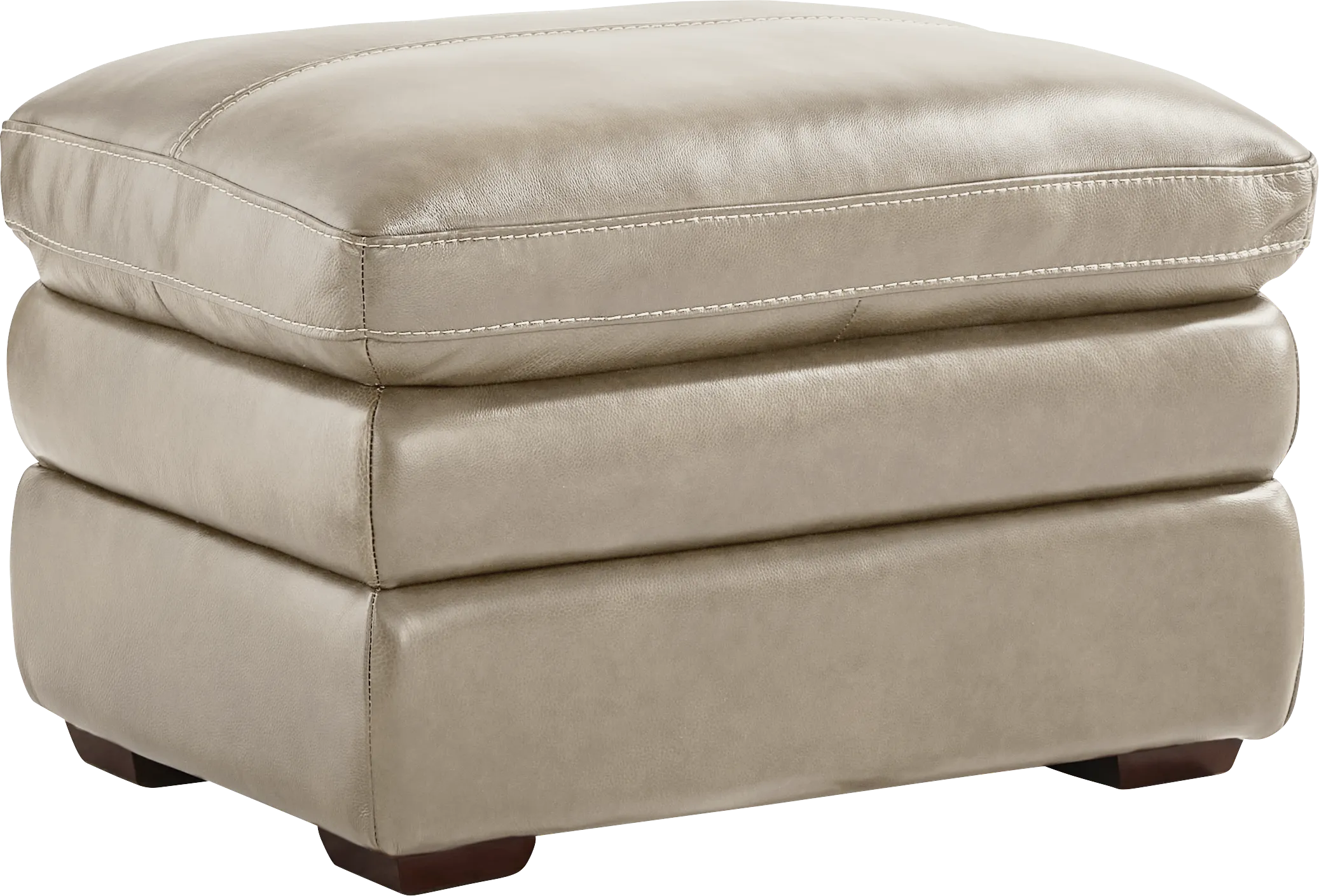 Salinger Beige Leather Ottoman - Thumbnail - Image 1