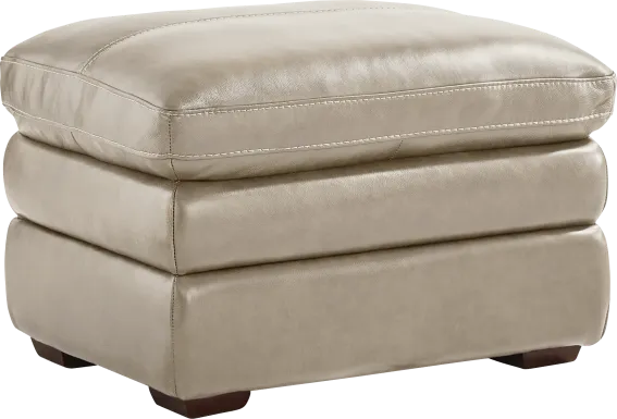Salinger Beige Leather Ottoman