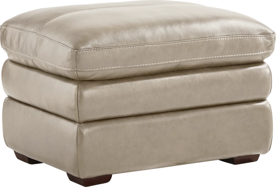 Salinger Beige Leather Ottoman