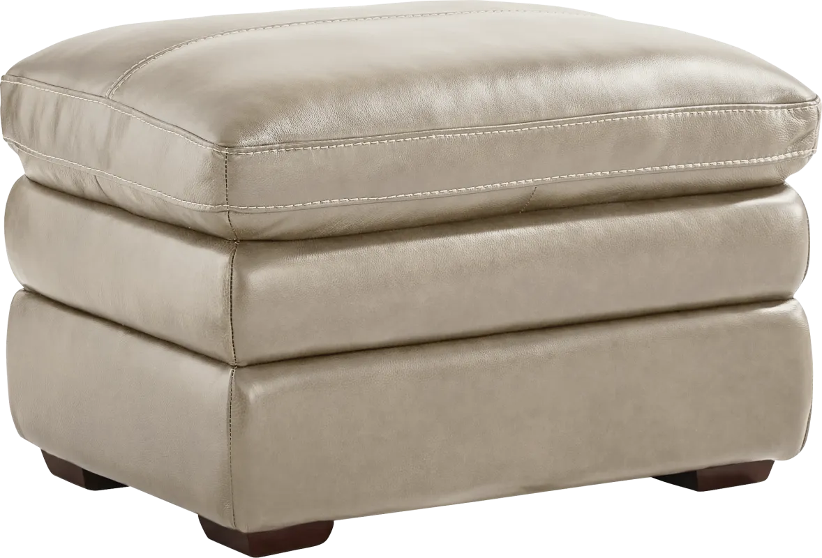 Salinger Beige Leather Ottoman