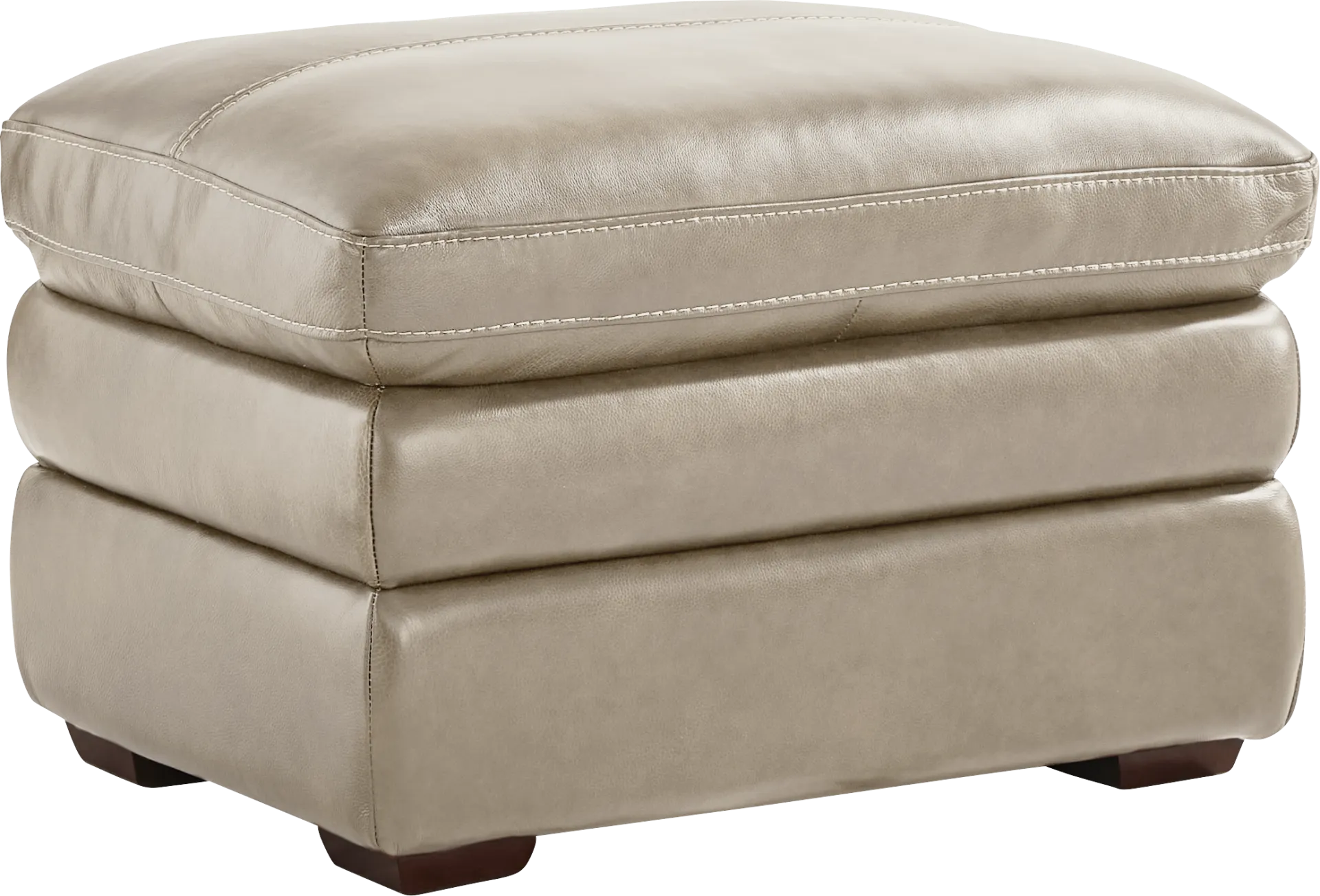 Salinger Beige Leather Ottoman - Image 1