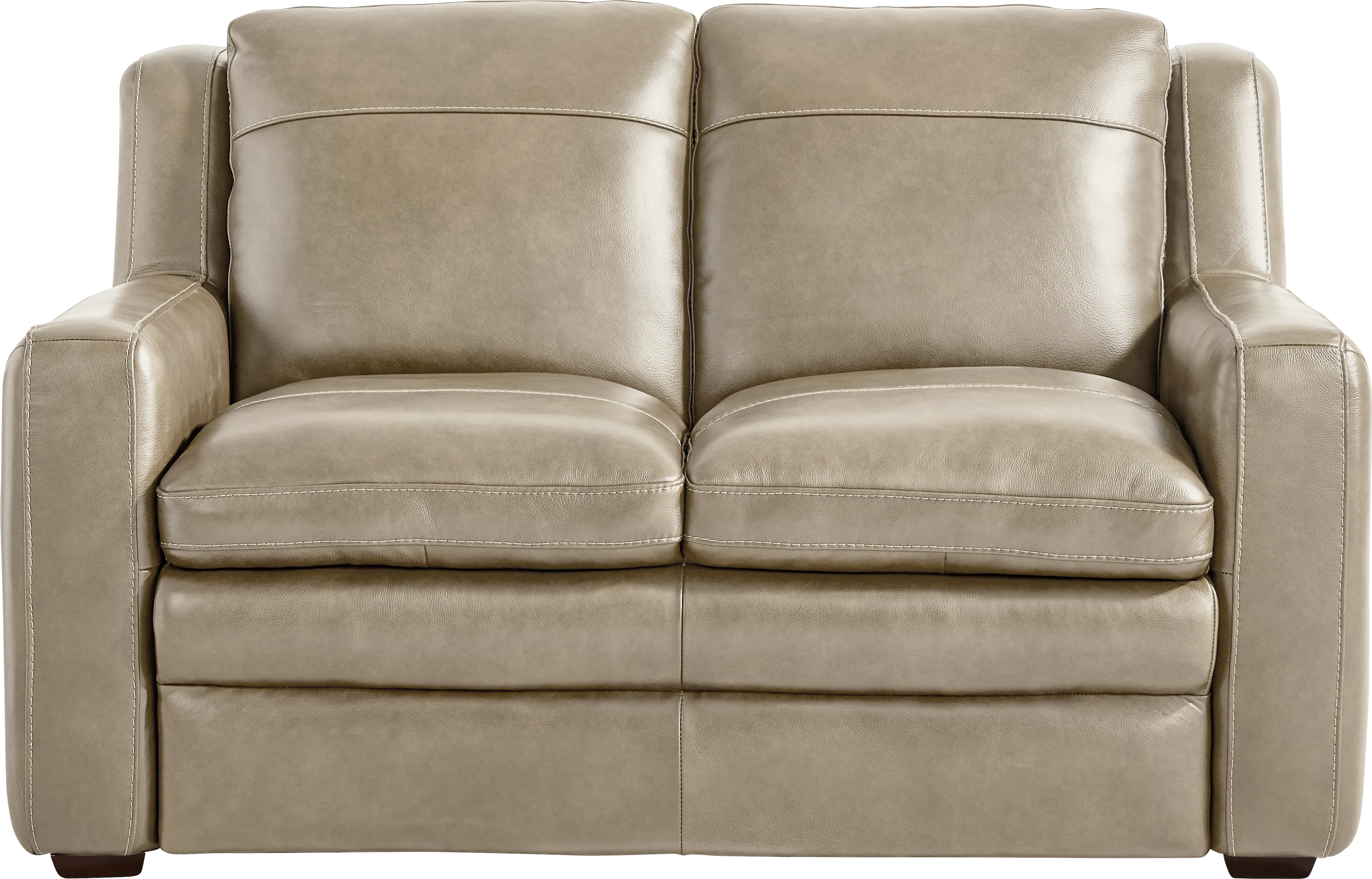Salinger Beige Leather Loveseat - Thumbnail - Image 1