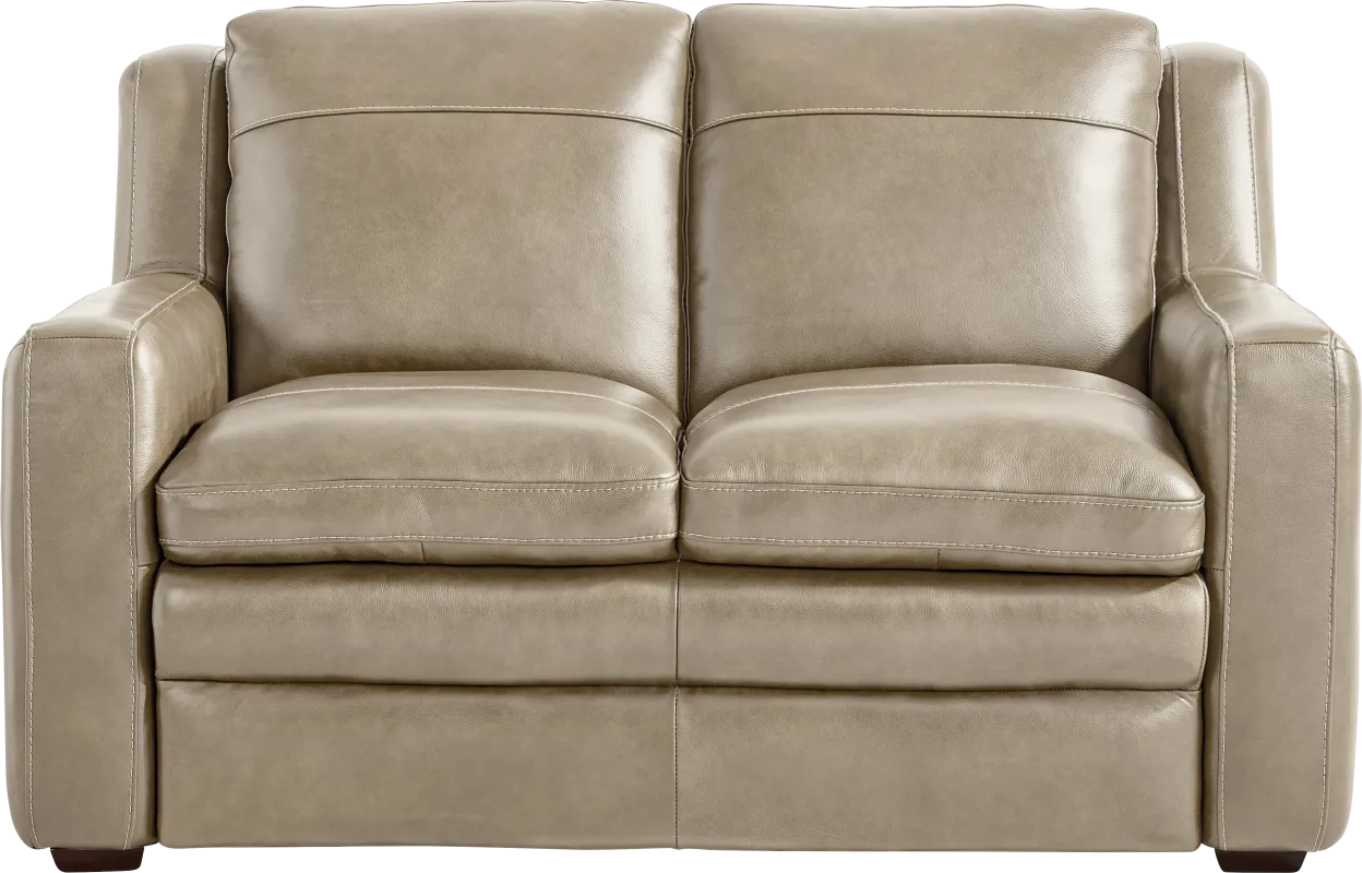 Salinger Beige Leather Loveseat