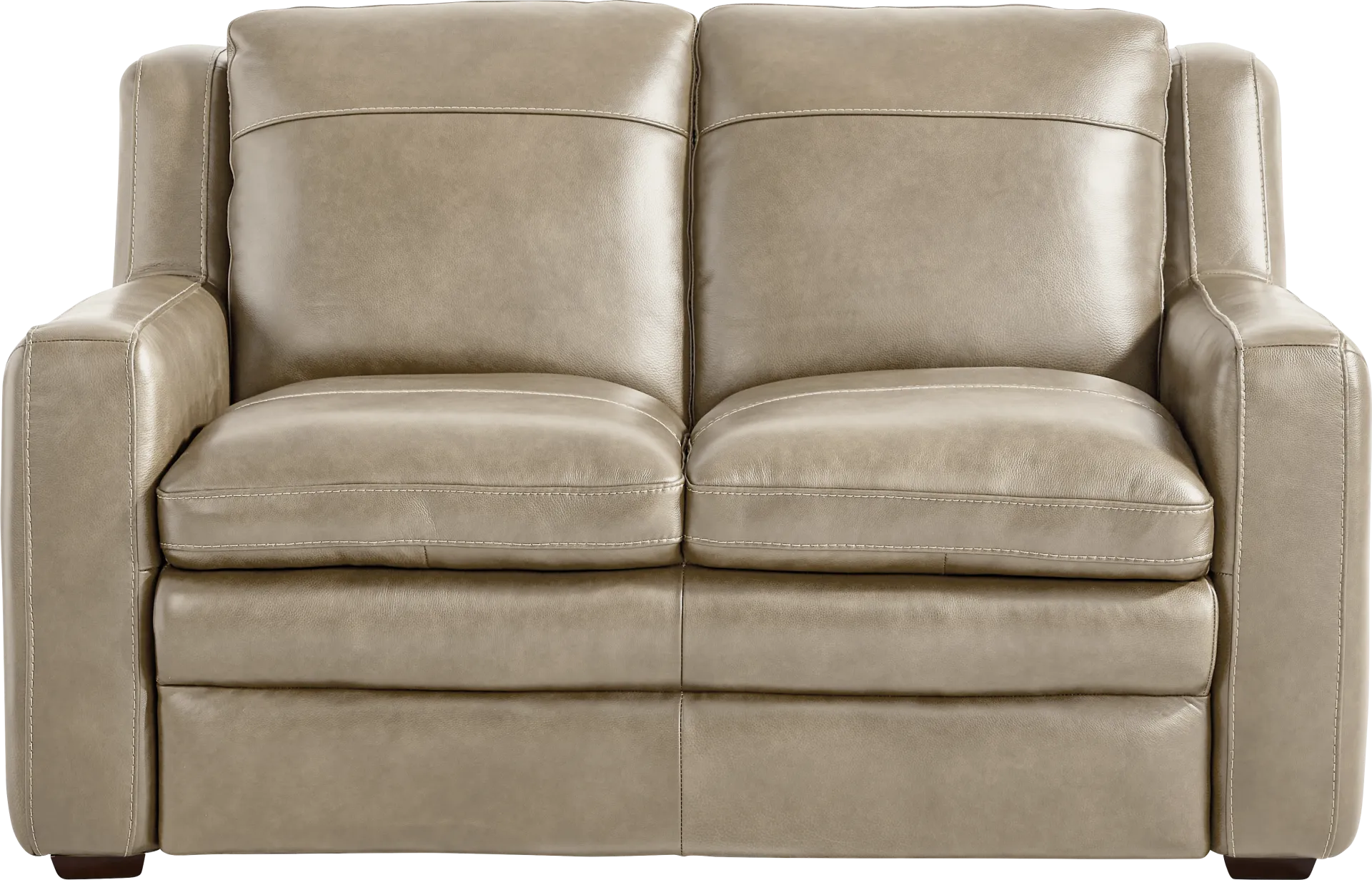 Salinger Beige Leather Loveseat - Image 1